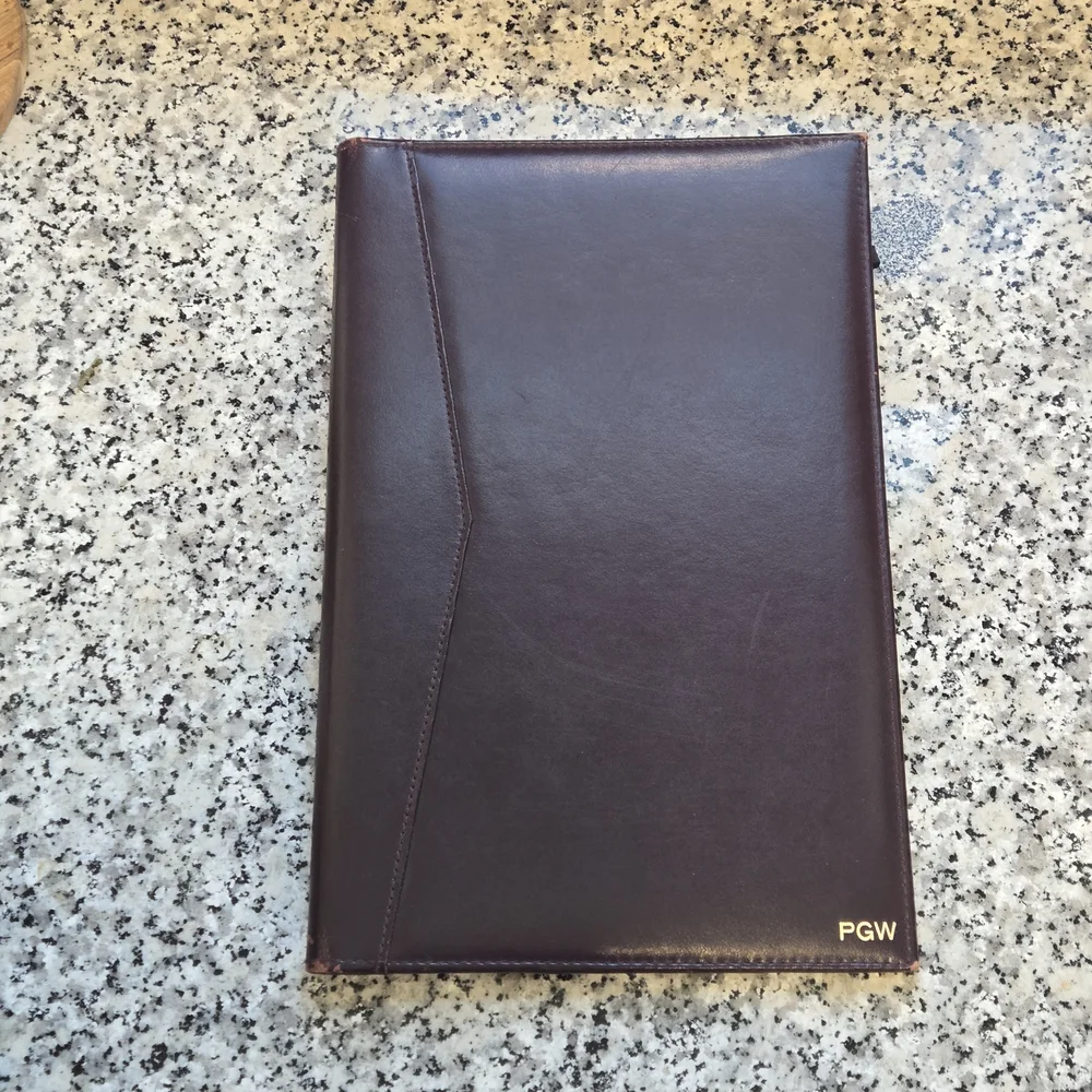 ​Vintage Burgundy Leather Portfolio / Padfolio - Monogrammed 